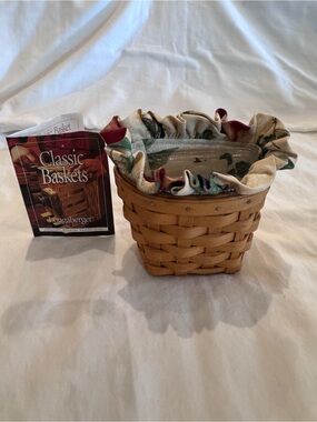 Longaberger Oregano Booking Basket w/ Liner & Protector 2003 Handwoven USA